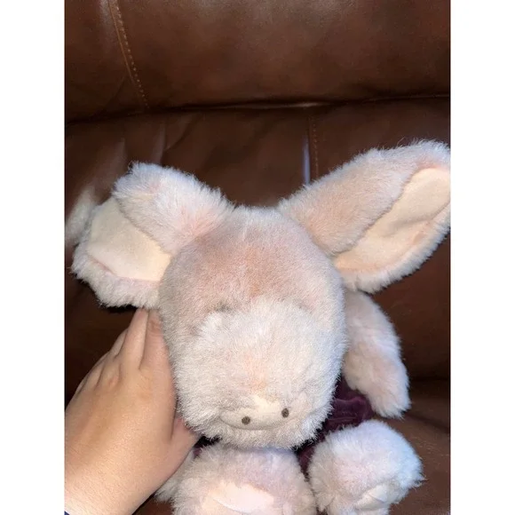 The Boyds Collection Ltd Plush Pig With Burgundy Velvet Overalls - Picture 3 of 6